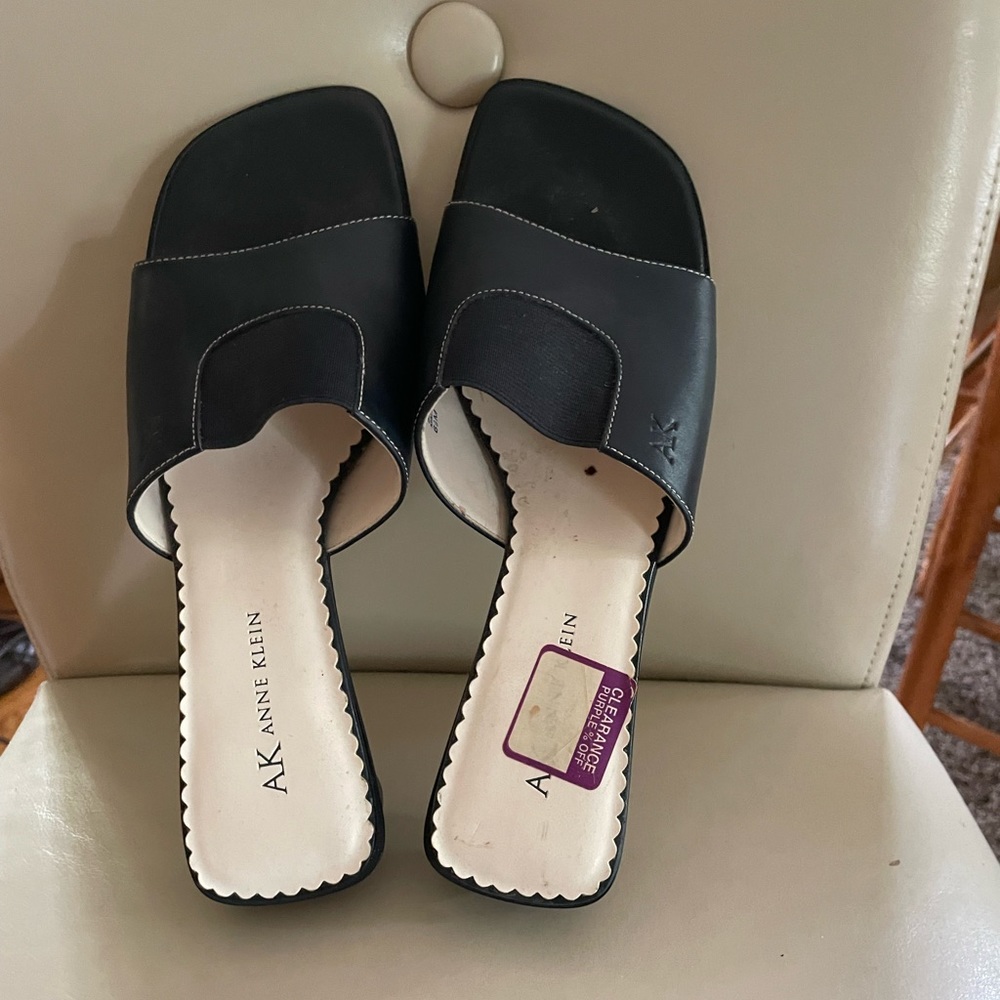 Anne Klein. Size 6.5. Blue open toe. 1 inch heel. Almost new.